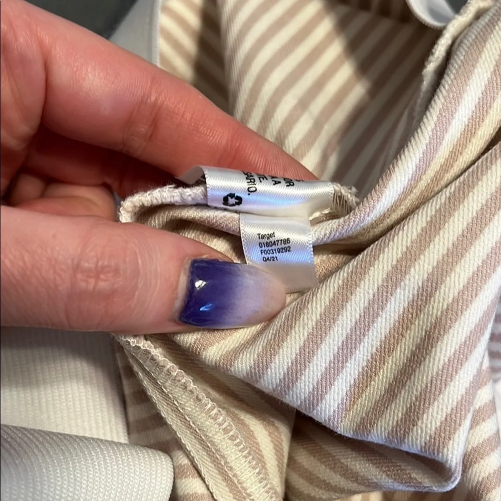 a new day Pull on pants White and‎ Tan thin vertical stripes neutral classic - Picture 11 of 12